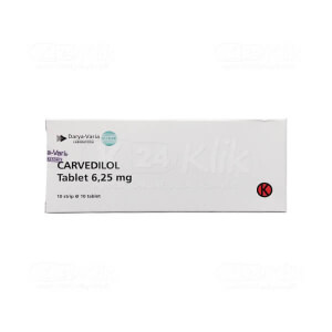 Apotek Online - CARVEDILOL DARYA 6.25MG TABLET