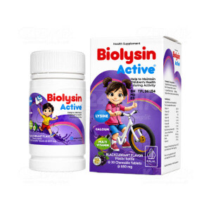 Apotek Online - BIOLYSIN ACTIVE BLACKCURRANT (1 Botol Isi 30 Tablet Kunyah)