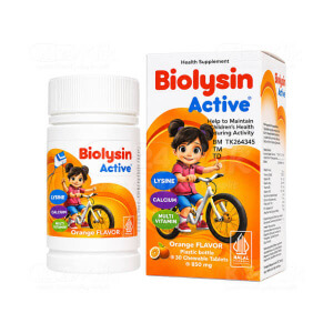 Apotek Online - BIOLYSIN ACTIVE JERUK (1 Botol Isi 30 Tablet Kunyah)