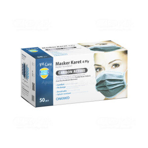 Apotek Online - ONE MED MASKER EARLOOP CARBON ACTIVE (1 dos isi 50 pcs)